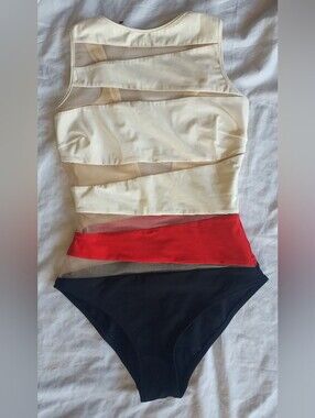 EMMA PAKE Crm/Red/Blk 1 pc Swimsuit S